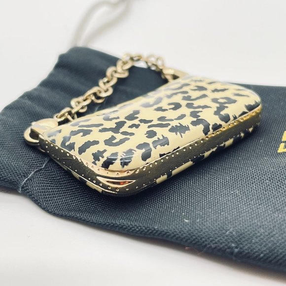 FENDI Leopard Print Enamel and Gold Mini-Purse Charm with Dustbag - Picture 4 of 7